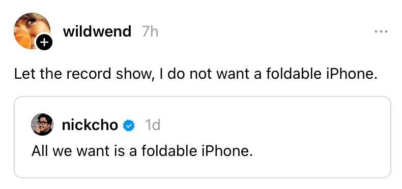 A Twitter exchange about folding phones
