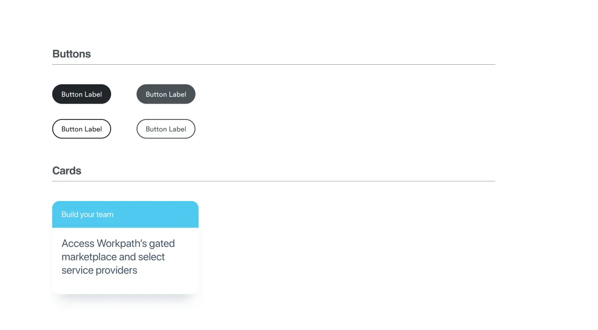 Component samples — pill buttons and a content card